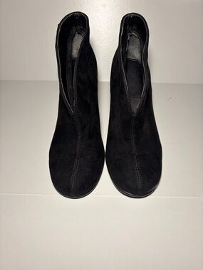 Classic Black Suede V-Cut Ankle Booties